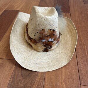 Bee- Cool Straw multi feather cowboy hat